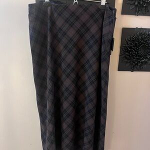 Plaid Maxi Skirt in Dark Gray and Navy